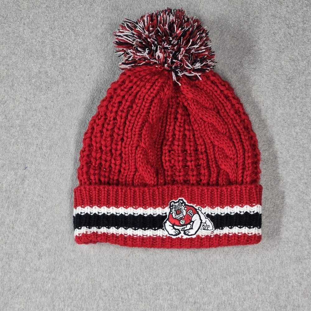 Fresno State Bulldogs Women Beanie ONE SIZE Red 47‎ Pom Logo Cable Knit